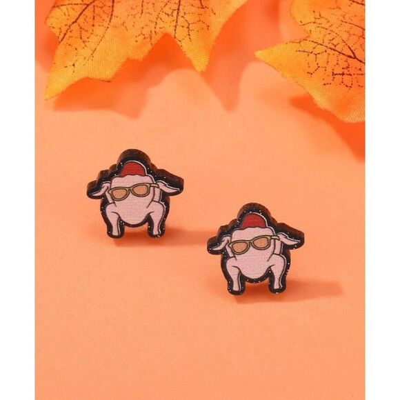 Friends TV Show Turkey Stud Earrings - Picture 3 of 7